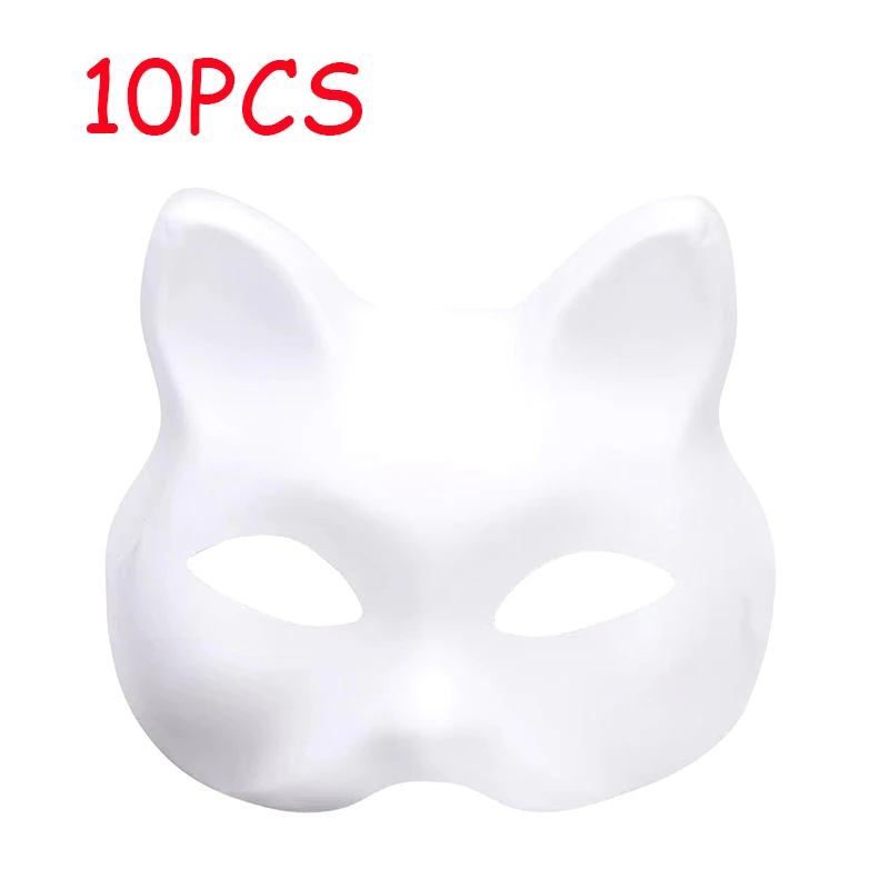 1/2/3/5/8/10pcs Masquerade Cat Face Masks DIY Party Masks Props Paintable Blank Masks Party Cosplay Accessories