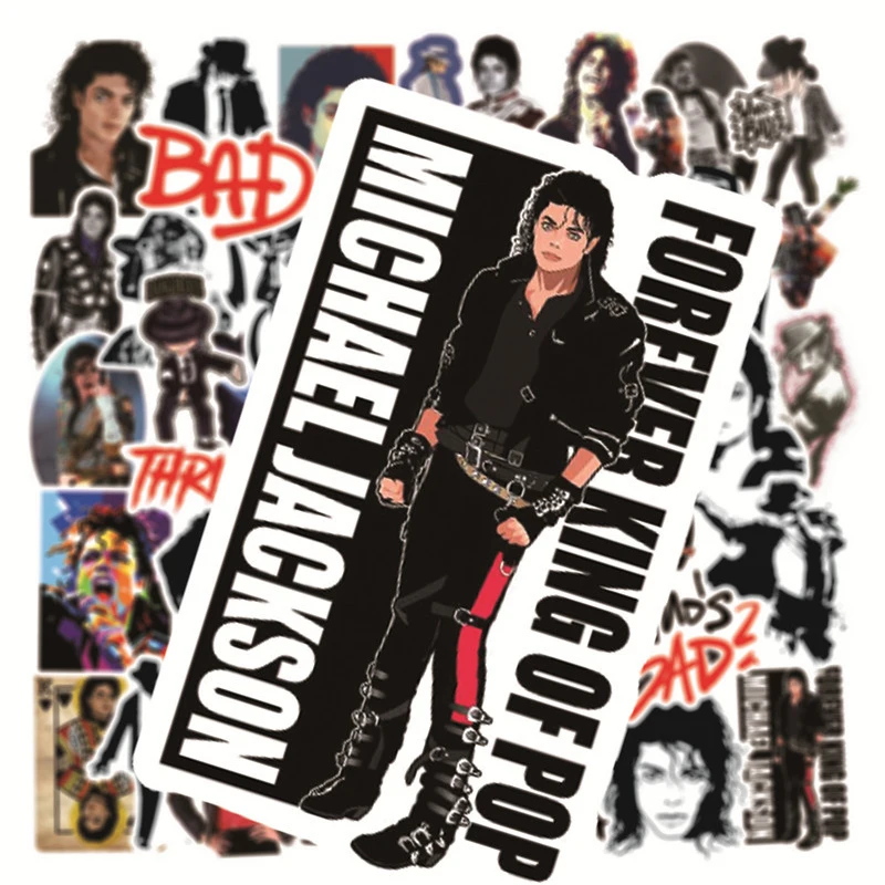 50PCS Rock singer Michael Jackson Cartoon Figure Sticker Laptop/skateboard Theme Party Waterproof Decoration anime Stickers