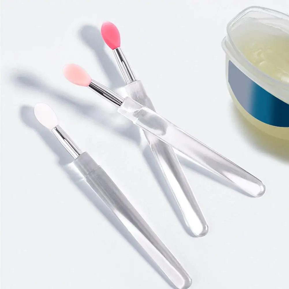 Mini pincel de silicona con tapa, máscara de labios portátil profesional, lápiz labial, sombra de ojos, lápiz labial difuminado