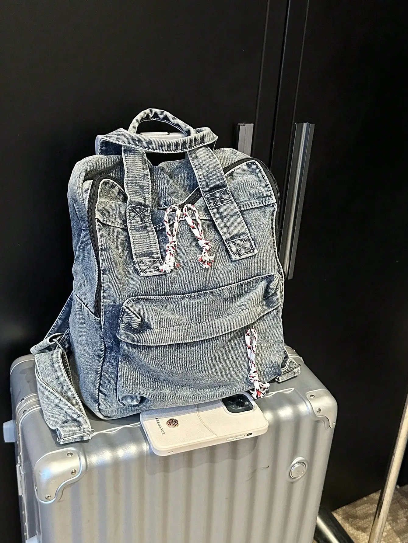 

Co., , осенне-зимняя мода, винтажная текстура, джинсовый рюкзак большой вместимости, кошелек в западном стиле для женщин