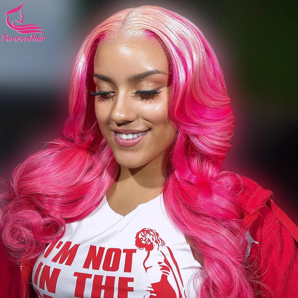 

Glueless Blonde/Pink Ombre Colored Human Hair Wigs Straight 5x5 Lace Frontal Wig Pre Plucked Closure Wig Glueless Human Hair Wig