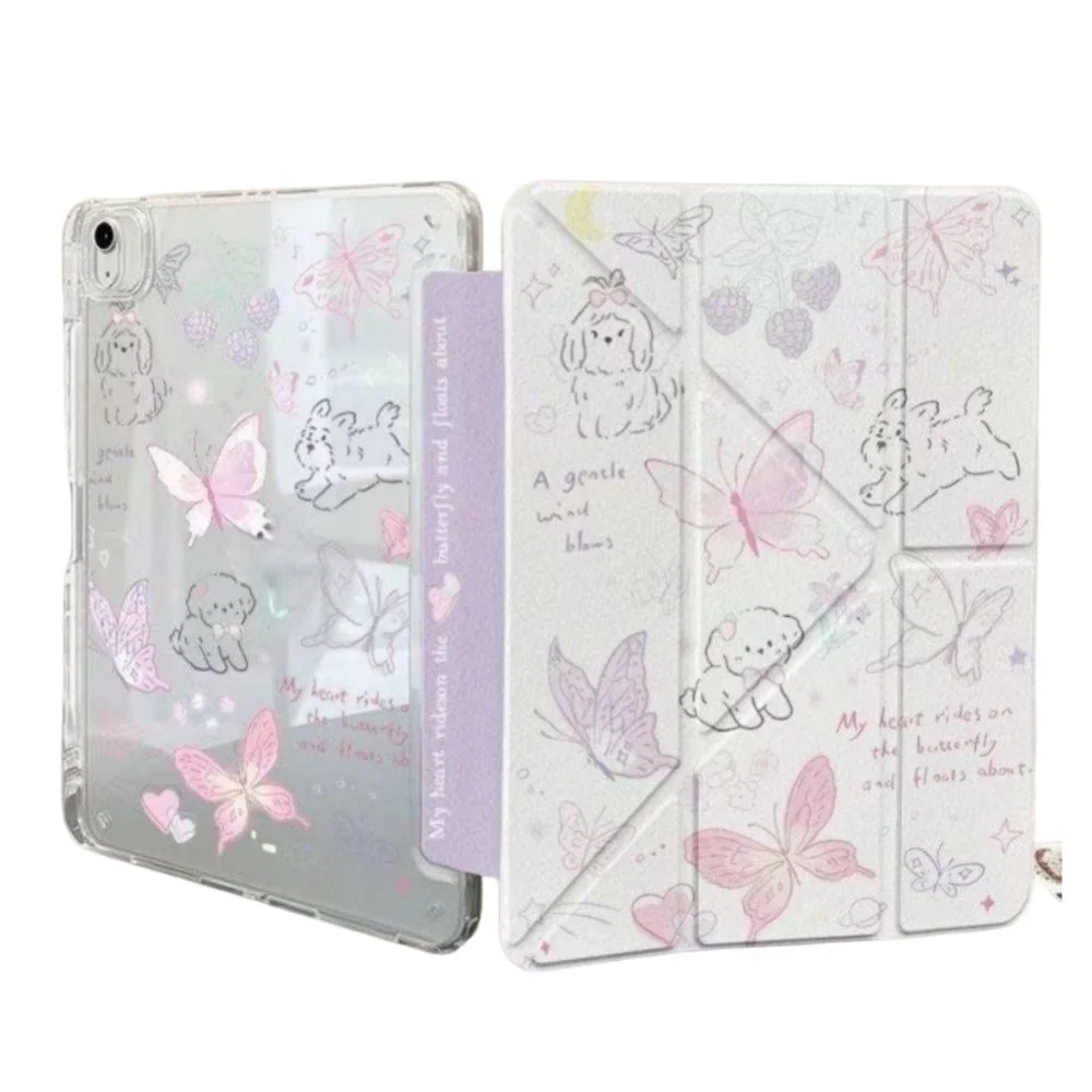 

Soft TPU Tablet Case Cute Butterfly Drop-proof Tablet Protector Shockproof for iPad 5 6 7 8 9 10/Air 1 2 3 4 5 6/Pro 2024