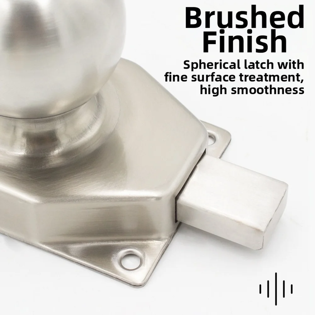 304 Stainless Steel Lock Switch Silver Bathroom Door Lock Easy Installation Spherical Pin Mechanism Smooth Operation