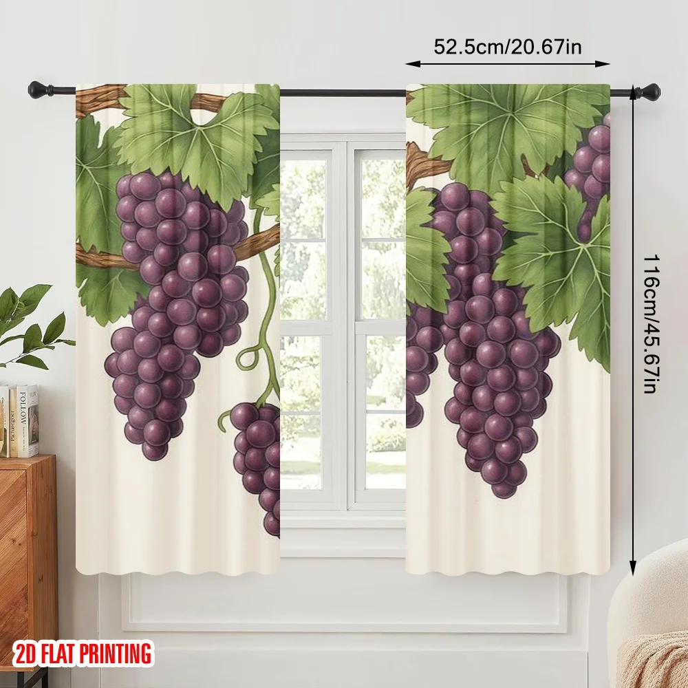2pcs,2D plane printing Print Curtains Vineyard Bounty Polyester Woven (without rod) All Seasons Ldeal for Various Room Types