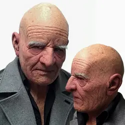 Elderly silicone mask face full face white hair tricky mask simulation latex realistic headgear