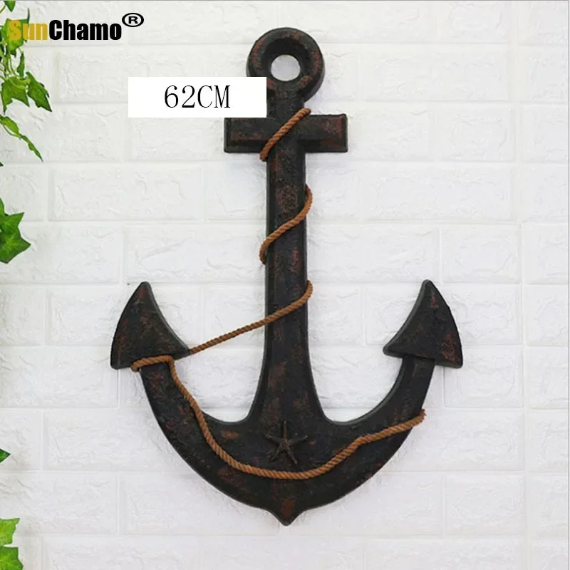 Vintage Wood Mediterranean Ship Rudder and Anchor Wall Decor for Home and Office