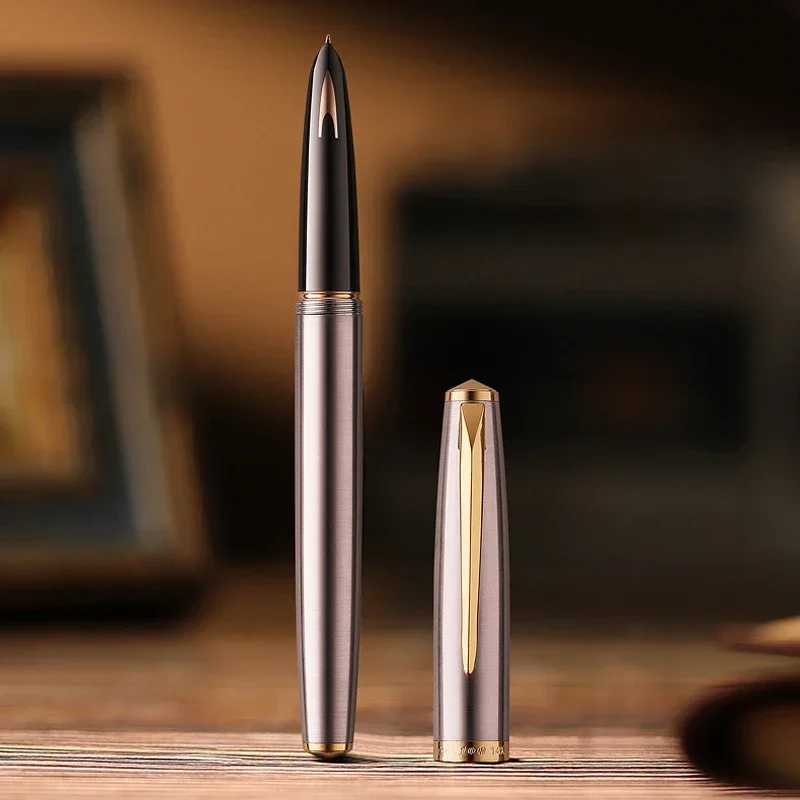 Hero 100 Vintage 14K Gold Nib Fountain ปากกาโลหะกึ่งเหล็ก Red & Golden หมึกปากกา Fine 0.5 มม.Elegant เขียนชุดของขวัญ