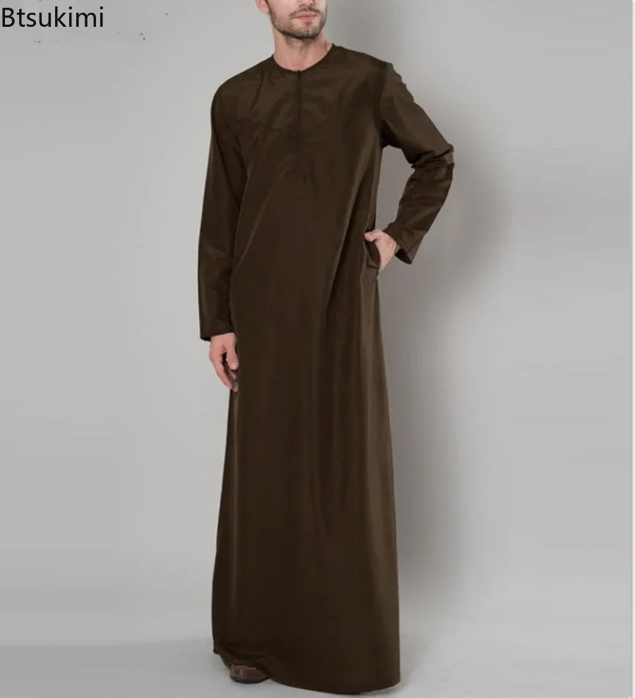 Robe longue brodée pour homme, vêtements islamiques, Eid, Jubba Thobe, Ramadan, Kaftan, DSaudi Musulman Abaya, Dubaï, Arabe, Turquie