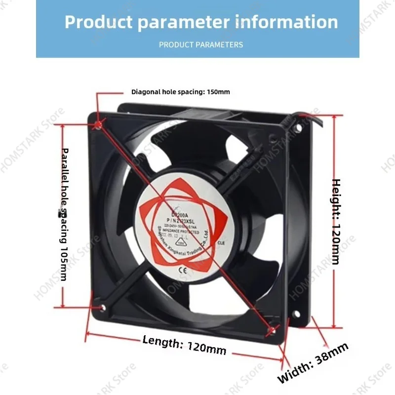 12038 Mini AC Cooling Fan 120x120mm 220V High Airflow Exhaust Ventilation Fan Equipment Radiator