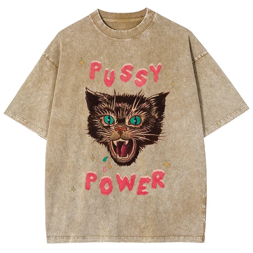 Pussy Power Monogram Print Unisex T-shirt Oversized Short Sleeve Harajuku Vintage Top Design Outfit Summer 2024