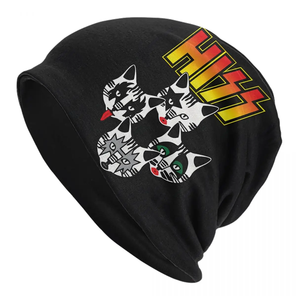 Hiss Cats Band Hiss Cat Kittens Matching Lover Band Men Women Thin Beanies Cycling Ski Cap Double Layer Fabric Bonnet Hat