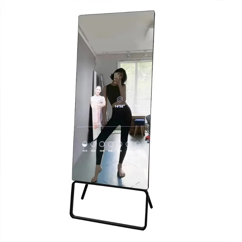[الأكثر مبيعًا] شاشة Lcd ذكية تعمل باللمس مقاس 43 بوصة لصالة الألعاب الرياضية التفاعلية بنظام أندرويد واي فاي للياقة البدنية مرآة سحرية ذكية