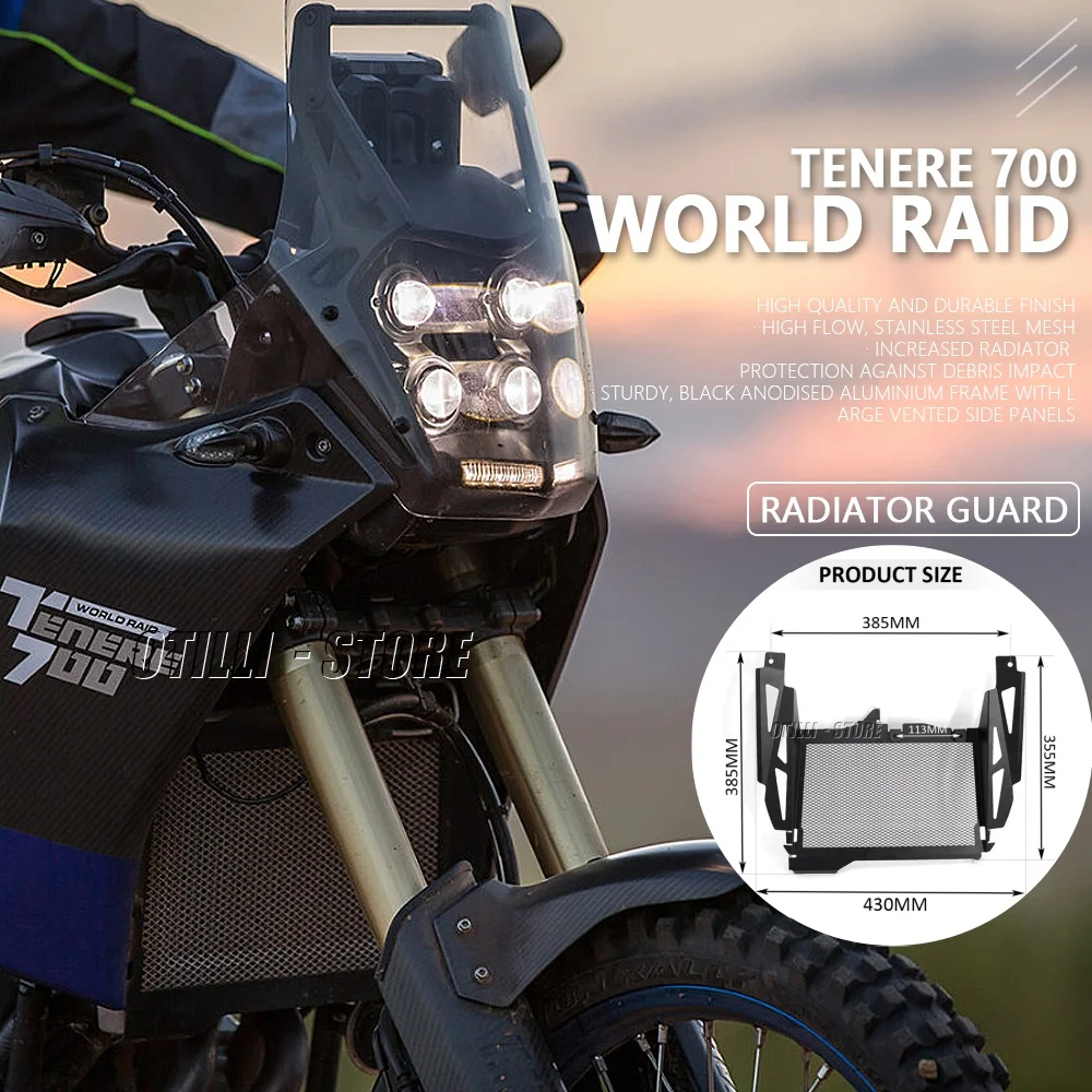 

New For Yamaha Tenere700 Tenere 700 TENERE 700 World Raid Motorcycle Stainless Steel Radiator Grill Guard Protector Grille Cover