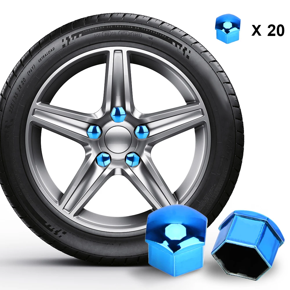 20Pcs 17/19/21mm Car Wheel Nut Caps Anti-Rust Auto Hub Screw Cover Wheel Nut Rim Cover Protection Covers Caps Tyre Nut Bolt