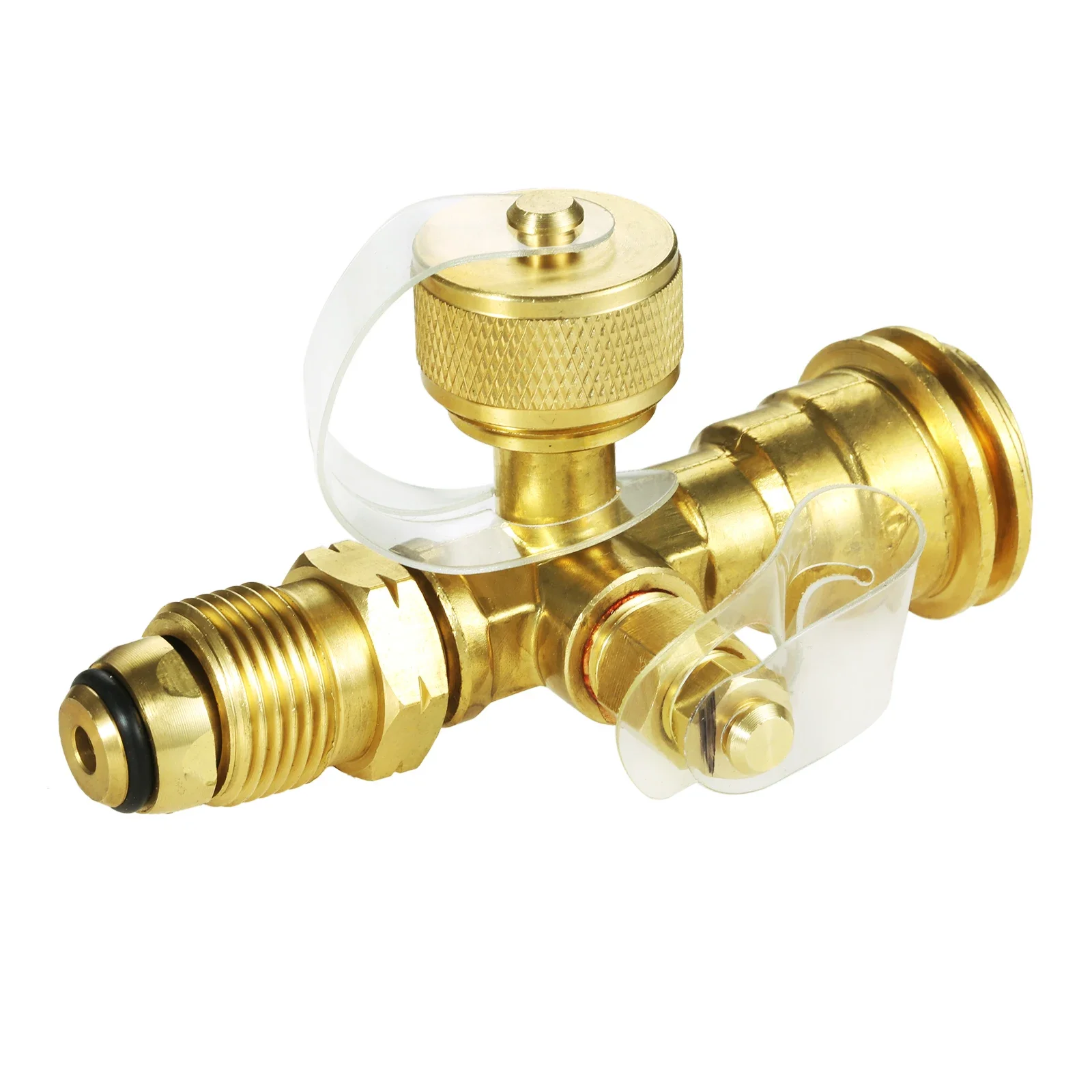 Propane Cylinder Solid Brass Tee with 4 Port Adapter Converter for Motorhomes Tank RV Camping Stove Gas Grill Heater Connection