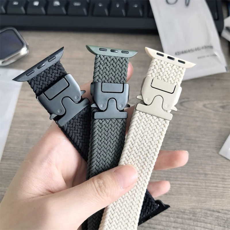 Bracelet tressé en Parachute pour Apple watch Ultra 3/2, 49mm 45mm 42 46mm 41mm 40-44mm, iWatch série 11 10 9 8 SE 5 6 7