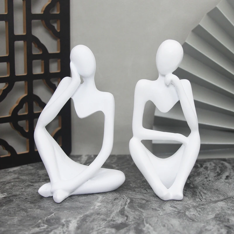 Sand Color The Thinker Abstract Statues Sculptures Yoga Figurine Nordic Living Room Home Decor Decoration Maison Desk Ornaments