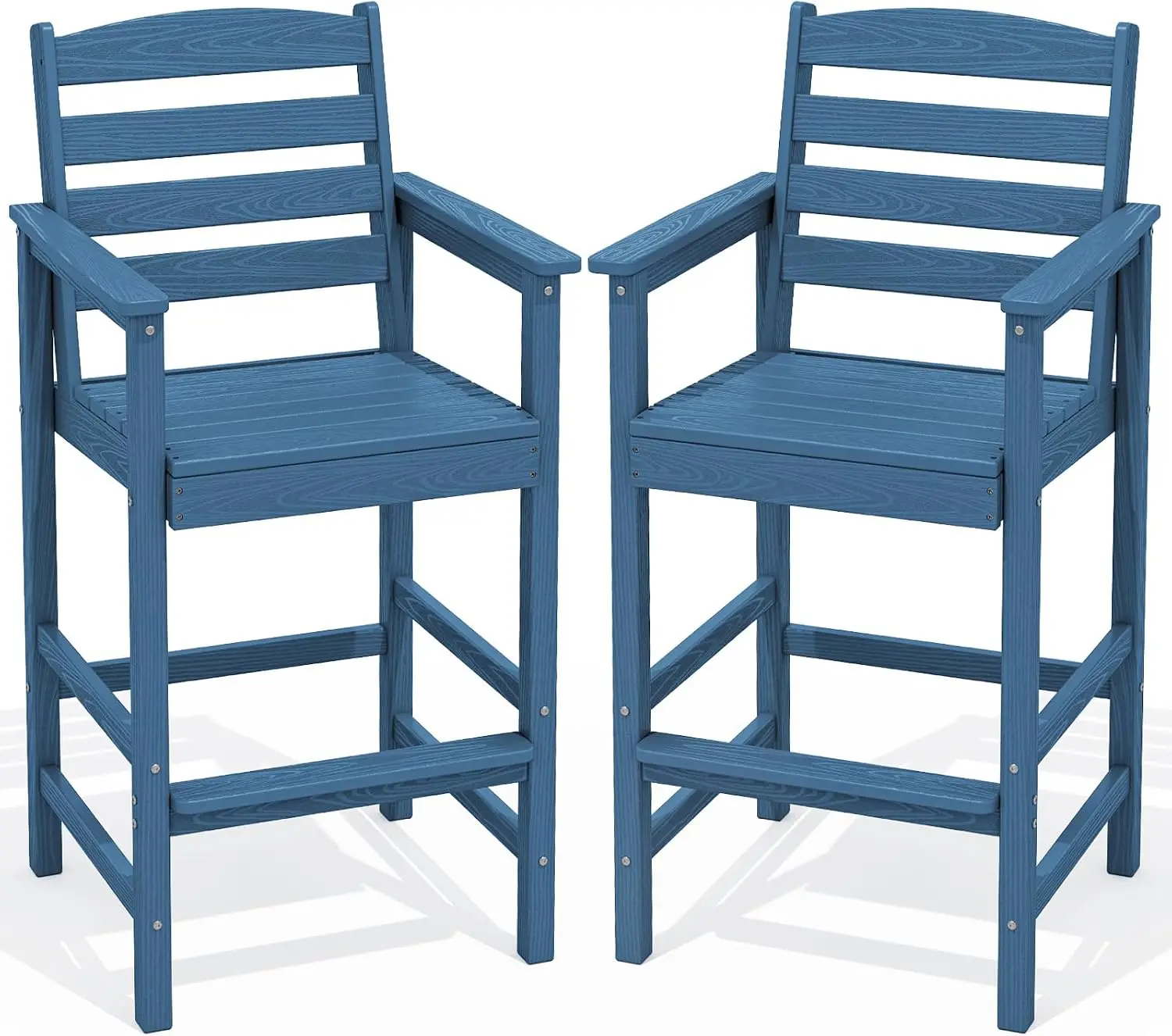 Tall Adirondack Chairs Set of 2, Oversize Balcony Adirondack Chairs Set, Outdoor Bar Height Barstools Widened Chair Set