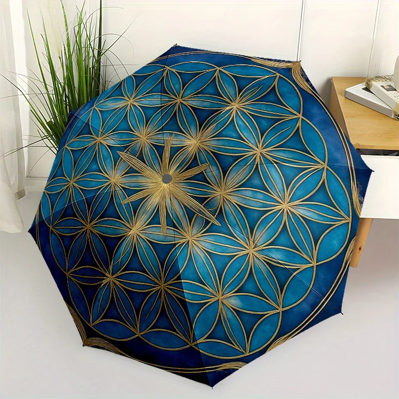 

Синяя гармония: художественный принт с изображением священной геометрии — духовный декор для вашего пространства. Зонт, портативный компактный зонт-трость для мужчин.