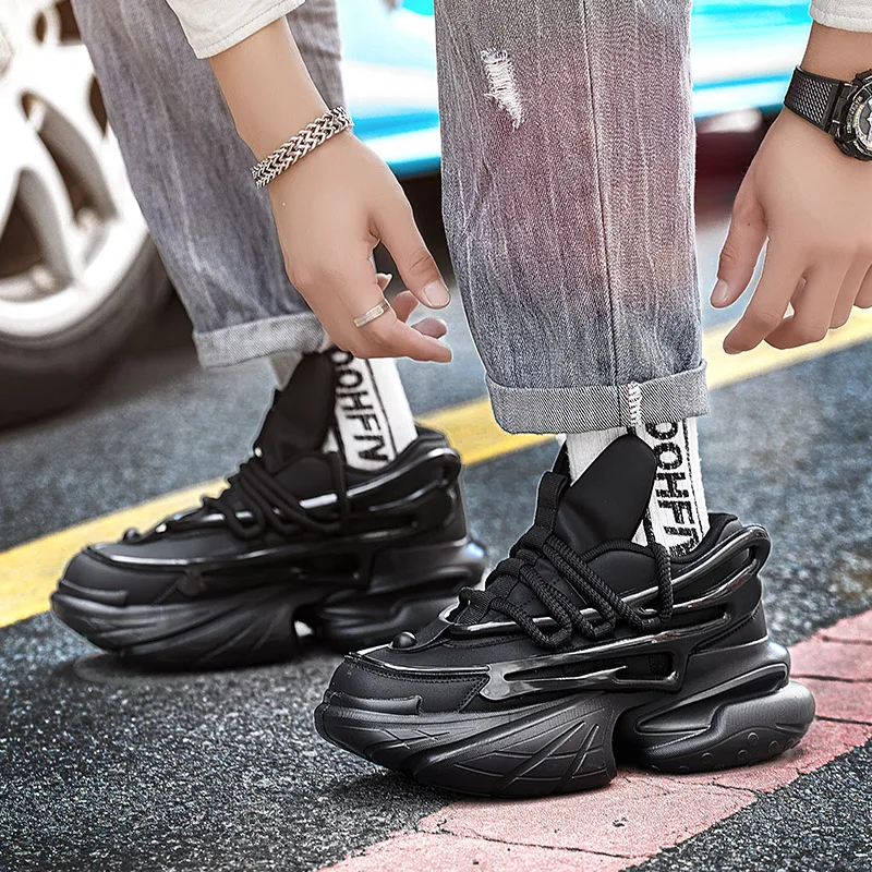 

New 2025 thick-soled casual sports shoes with a height increase of 7cm men's high-elasticity trendy shoes dad shoes