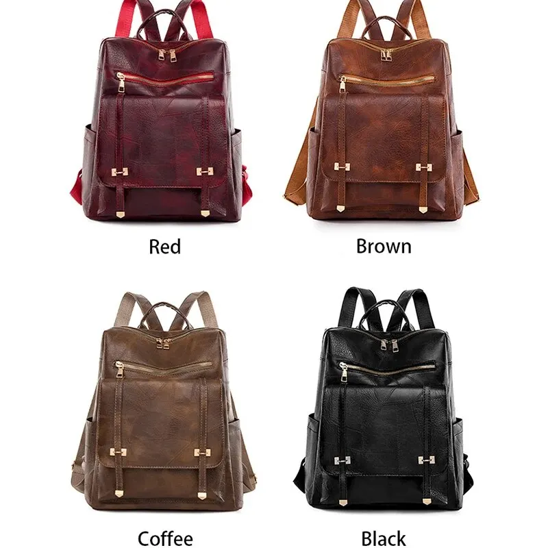 Vintage Women\'s Bag Large Capacity Leather Daily Commute Travel Women\'s Backpack Shopping