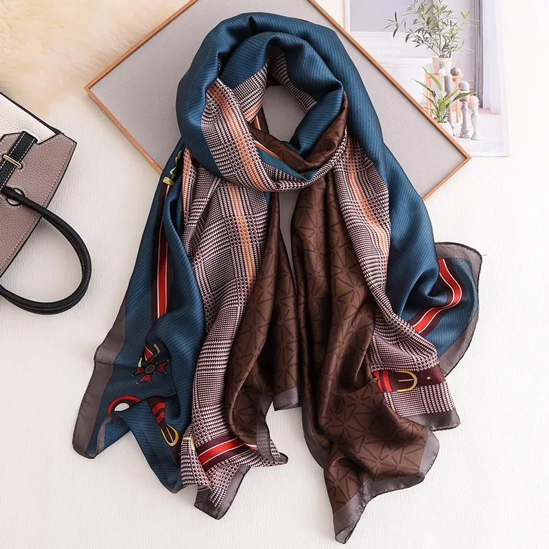 

Fashion Summer Autumn Women High-Grade Silk Scarf Scarves Ladies Shawl Women Wrap Foulard Bandanna Muffler Chiffon Beach Pareo