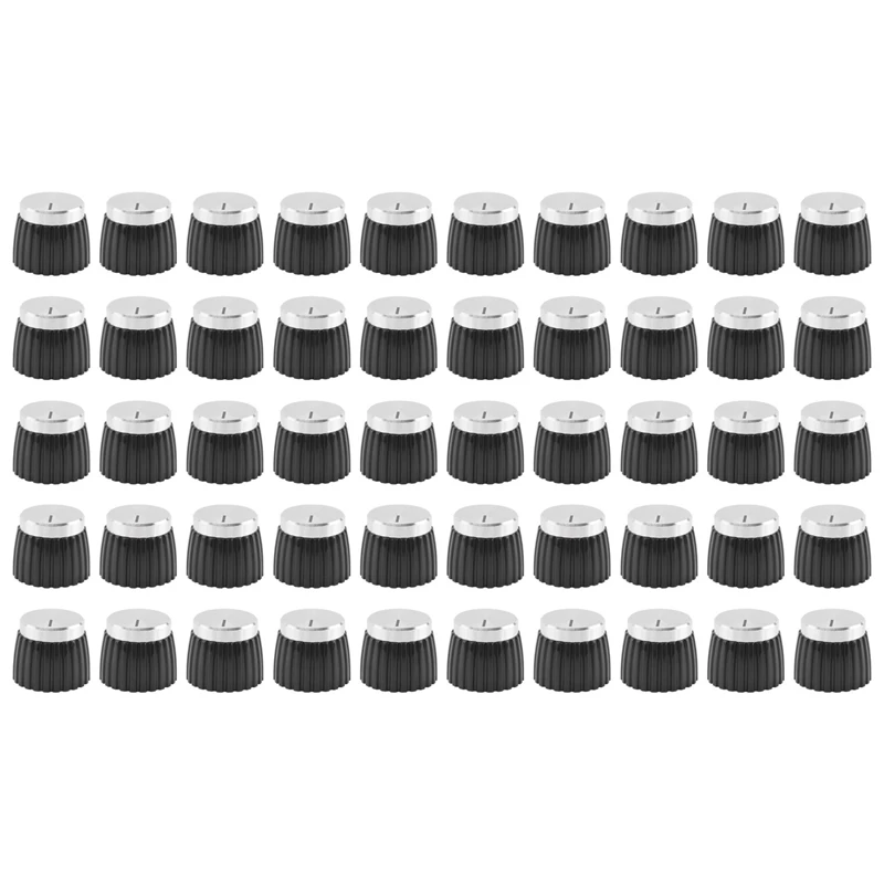 

50Pcs Guitar AMP Amplifier Push On Fit Knobs Aluminum Cap Top Fits 6Mm Diameter Pots