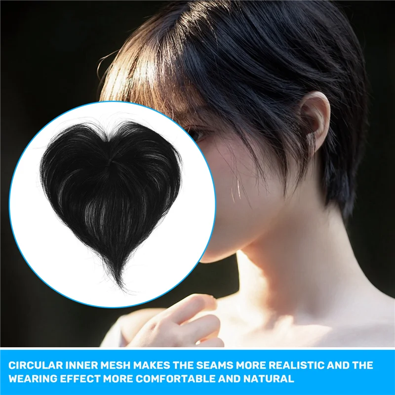 X11A Human Hair Topper Wig With Bangs Increase The Amount Of Hair On The Top Of The Head To Cover The White Hair Hairpiece