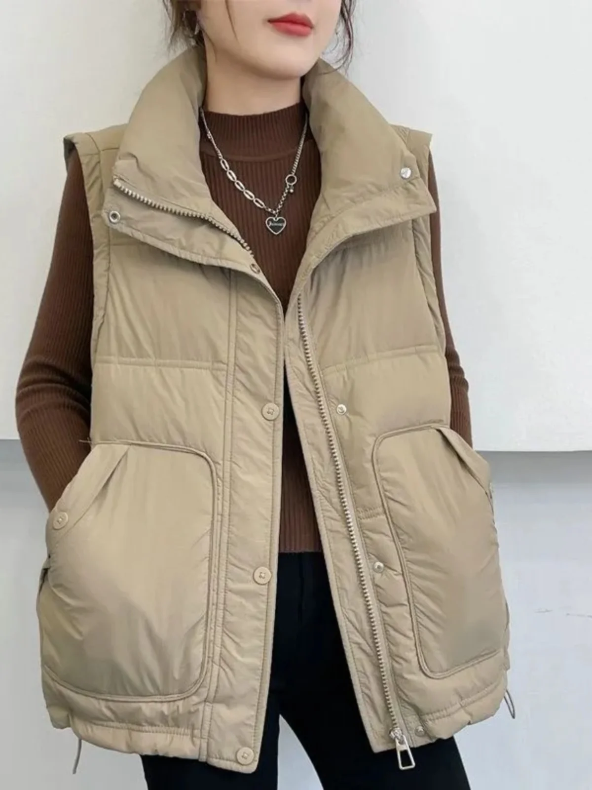 plus Size Women's Casual down Cotton Vest Loose Meat Covering oulder Bared Coat Winter Outerwear Korean Sle Commute