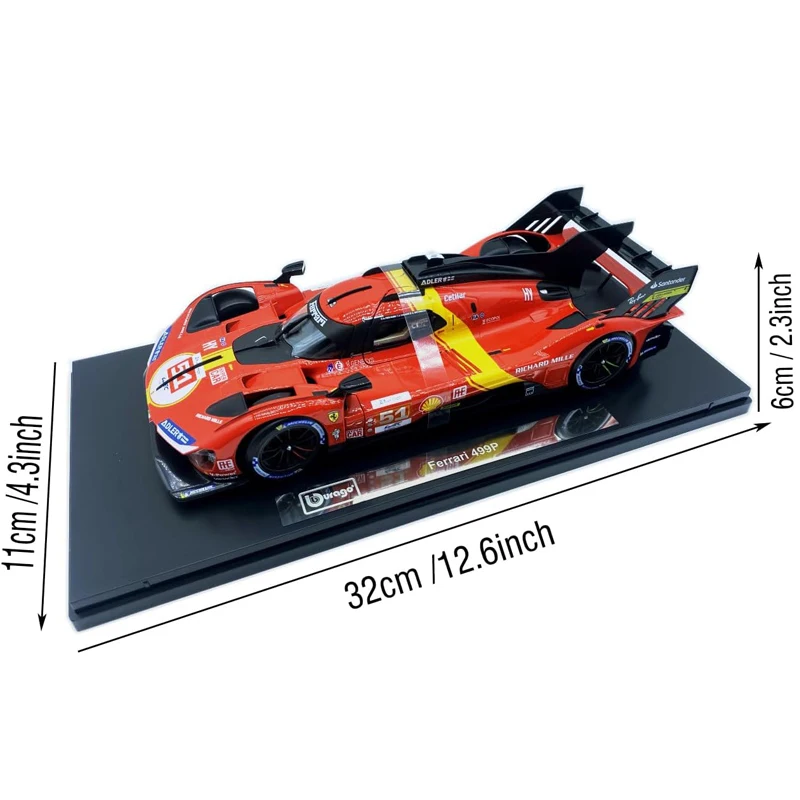 Bburago-限定版のレーシングカー,アクリルボックス,ブラックパッキング,1:18, 499p, 51チャンピオン,合金ハードカバー,Ferrari用