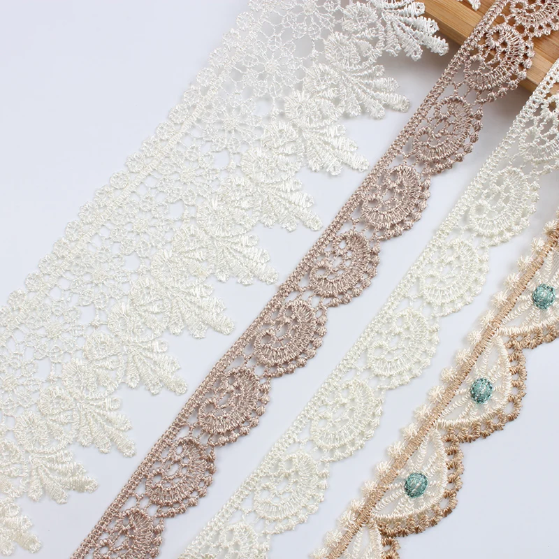 2/5Yards/Lot Quality Polyester Lace Ribbon Water Soluble Embroidered Lace Trims Hometexile Embellishment DIY Sewing Material