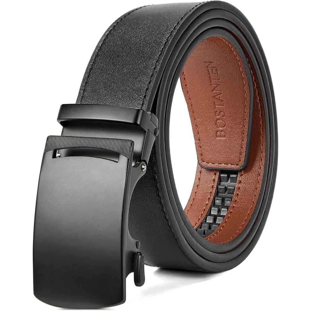 

Mens Belt Leather Ratchet Belt For Men Dress and Casual with Adjustable Buckle, Trim to Fit