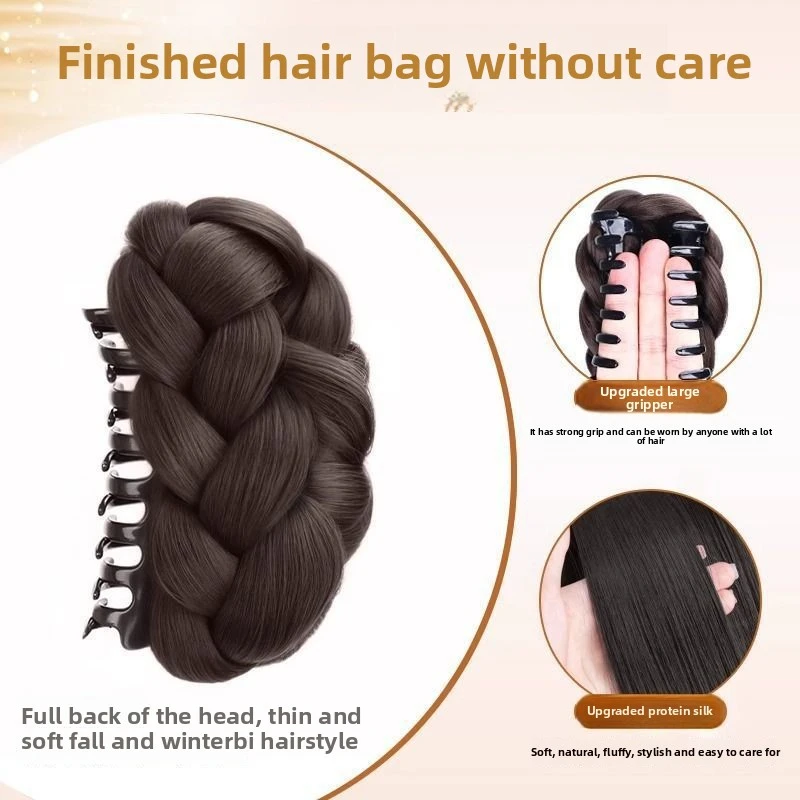 Bun Grip Gold Bud Synthetic Wig Twist Hair Bag Updo Texture Feeling Back Head Flat Head Hair Increasing Artifact image 3