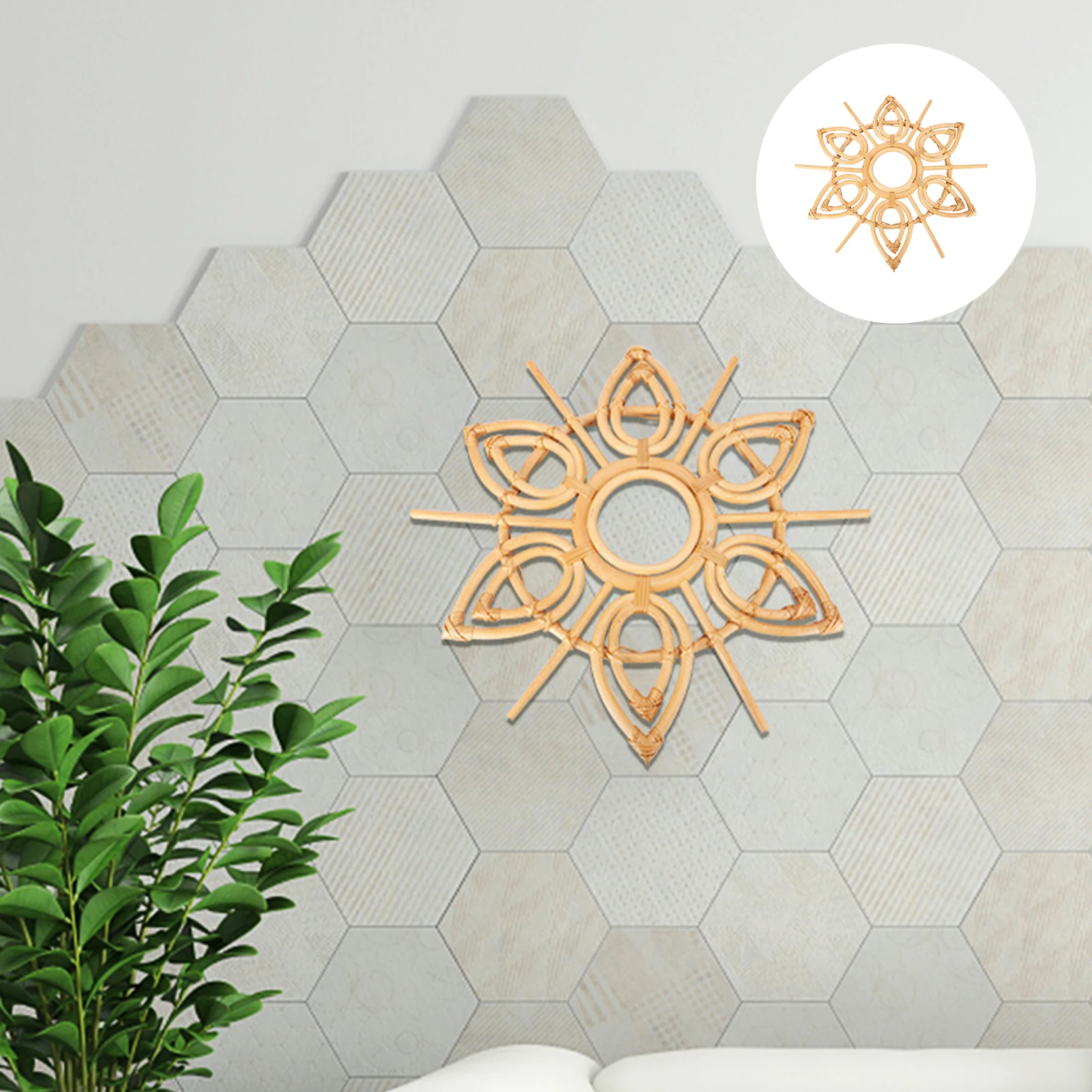 

Rattan Mirror Decor Home Pendant Vintage Woven for Household Decoration Room Adorn
