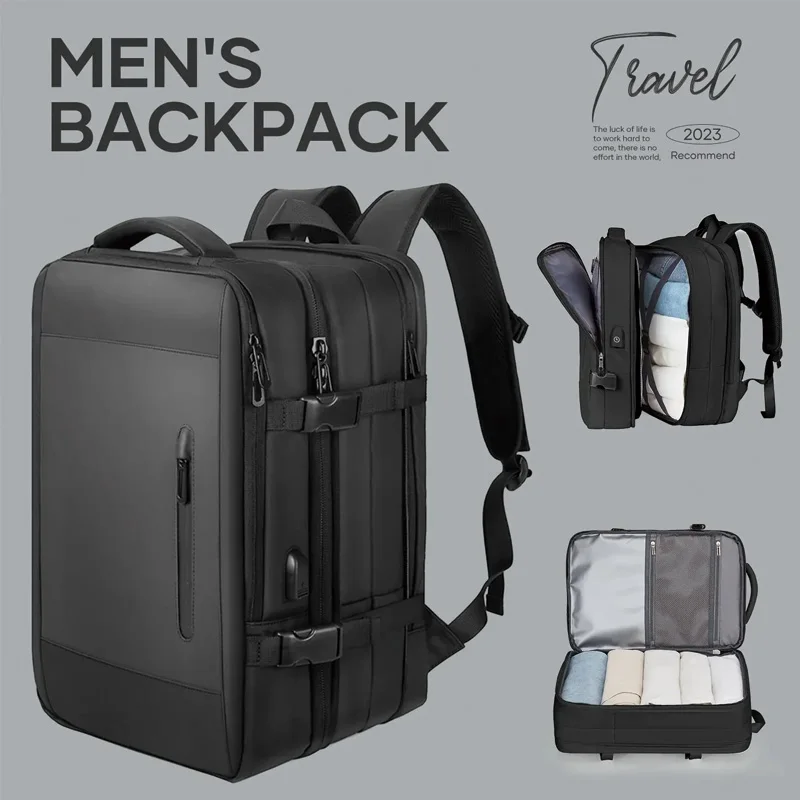 Men's business travel backpack, waterproof expandable large capacity backpack, weekend traveler's computer bag