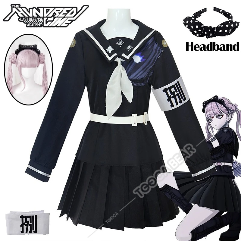 

The Hundred Line Kako Tsukumo Cosplay Costume Wig Battle Dress Uniform Skirt Hairband Last Defense Academy Halloween Girls