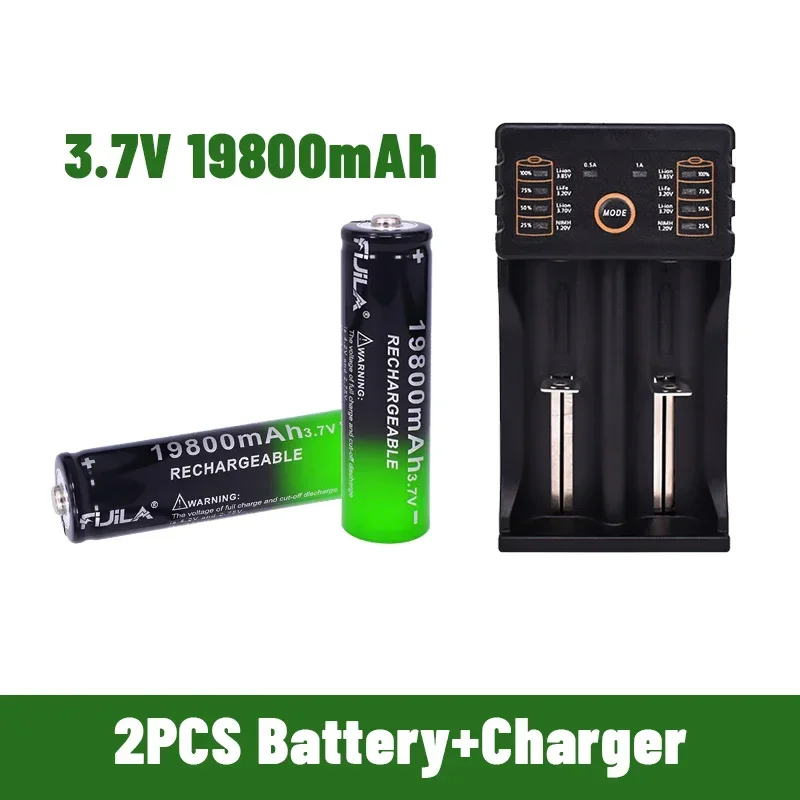 3.7V 19800mAh 18650 Battery + 4-Slot  Charger For LED Flashlight Radio Electric Fan Rechargeable Replacement Batteria