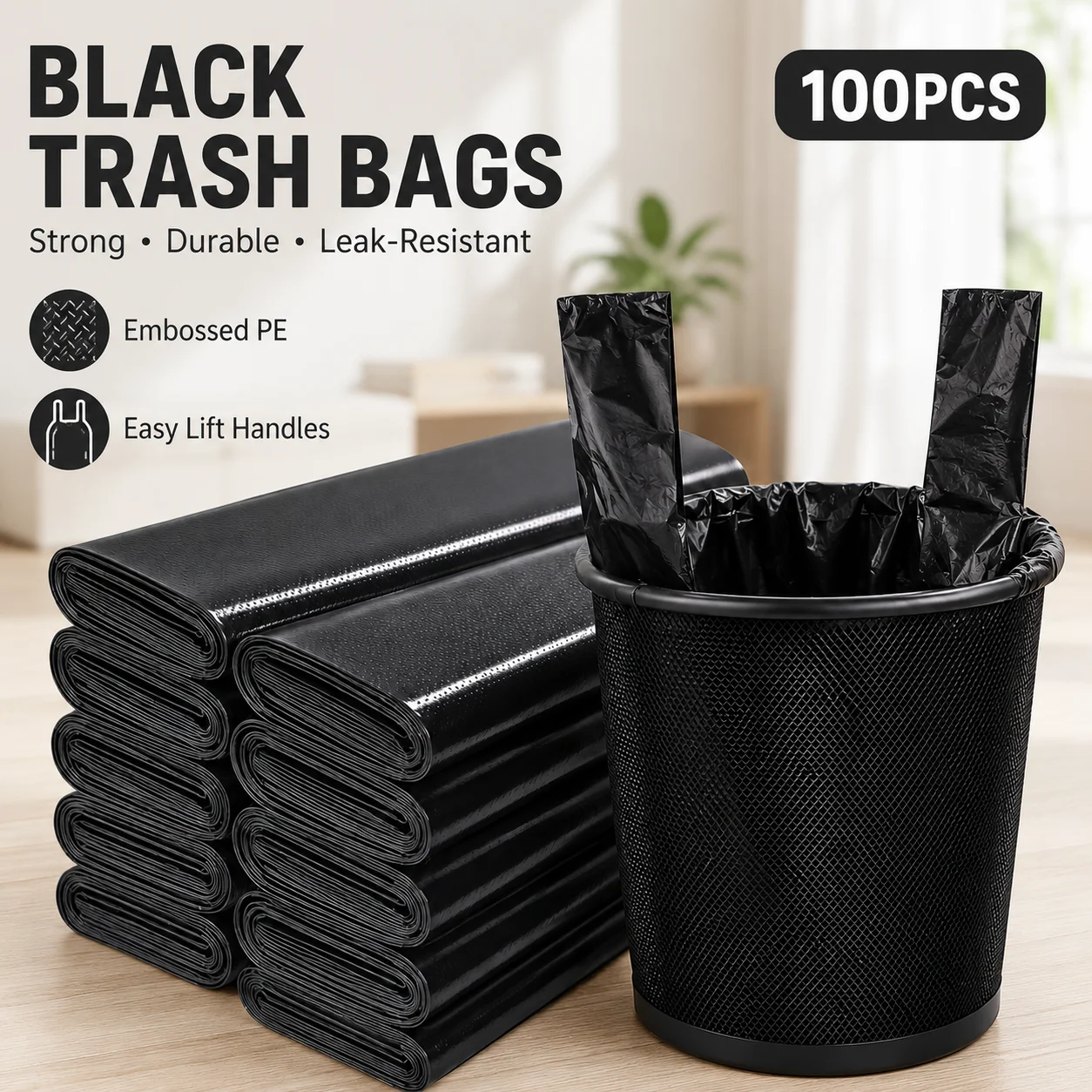 Commercial Kitchen Trash Can - 100PCS Kantong Sampah Sekali Pakai Hitam