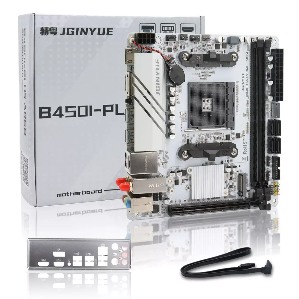 JGINYUE B450 Mini ITX Motherboard AM4 supports AMD Ryzen 2000-5000 series DDR4 RAM CPU Desktop PC WiFi B450i PLUS ARGB