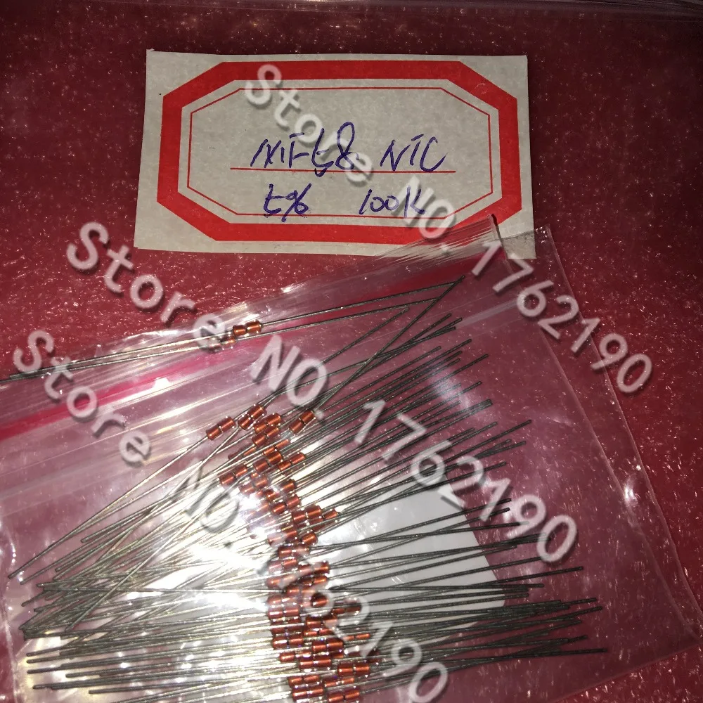 50PCS/LOT thermistor MF58 NTC glass sealed 5% 100k B value: 3950