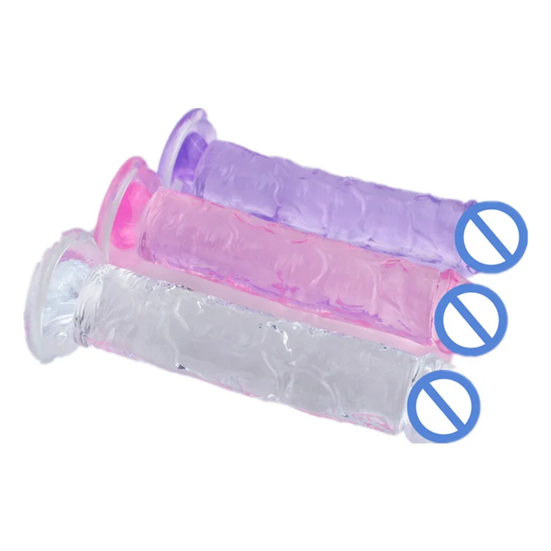 Classic Top Rated Suction Cup Crystal Clear Dildo, Realistic TPE Phallus Series for Solo or Couples Play
