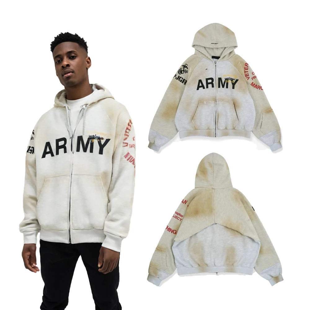 

Zip Up Hoodies Y2k Streetwear Printed Graphic Hoodies Casual Street Style Cotton Distressed Ripped Clothing Men's New in Hoodies