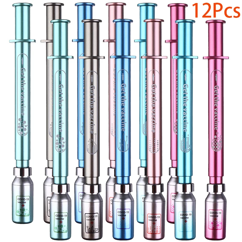 12 Pcs Luminous Syringe Pens Novelty Ballpoint Pens for Nurses Nursing Student School Supplies, Birthdays Party Favor Supplies