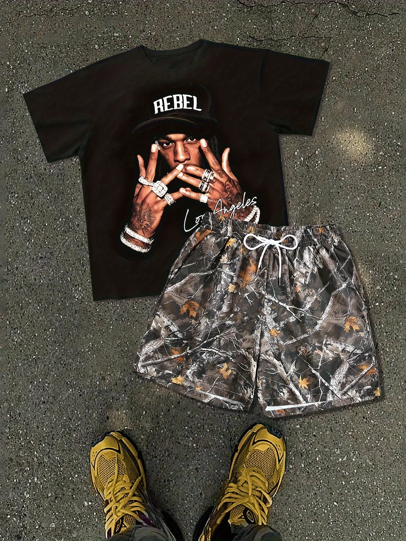 

2026 Summer New Men's Short-Sleeved Set with 3D Patterned Print for Street Casual Fashion Comfortable Soft Breathable