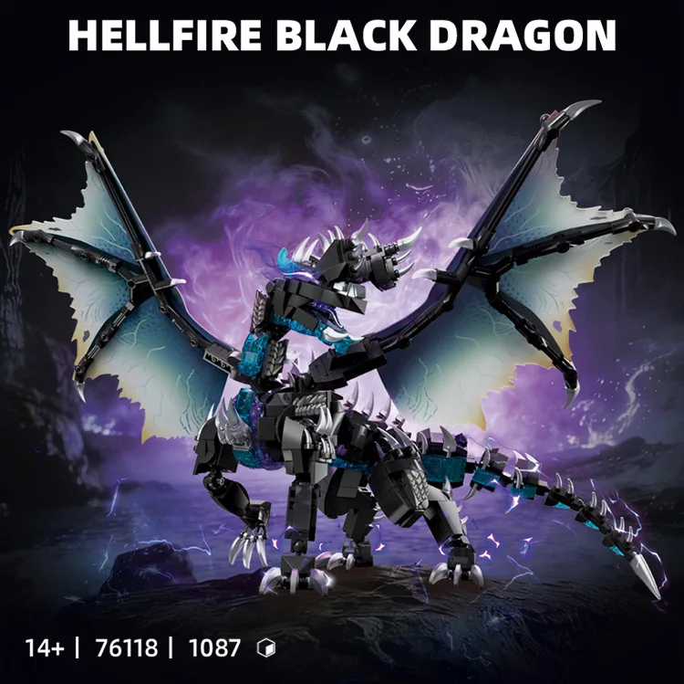 

Wolf Dragon Building Blocks Monster Game Series DIY Assembled Mecha Model Desktop Ornament Toy Birthday Gift 76118 76119