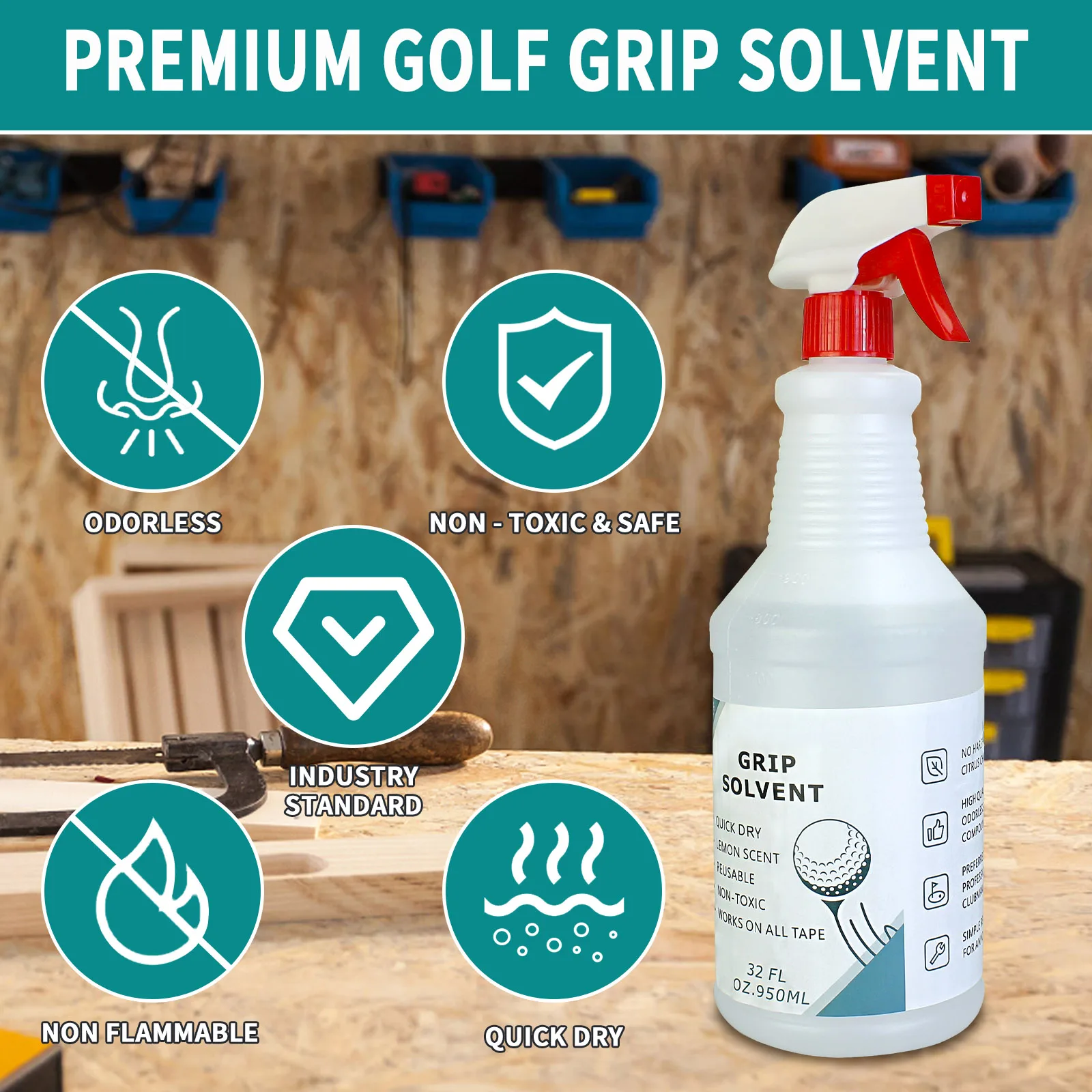 

Golf Grip Solvent 32 OZ for Regripping Golf Clubs and Golf Grip Repair Golf Grip Solution Lemon Scent Grip Tape Solvent