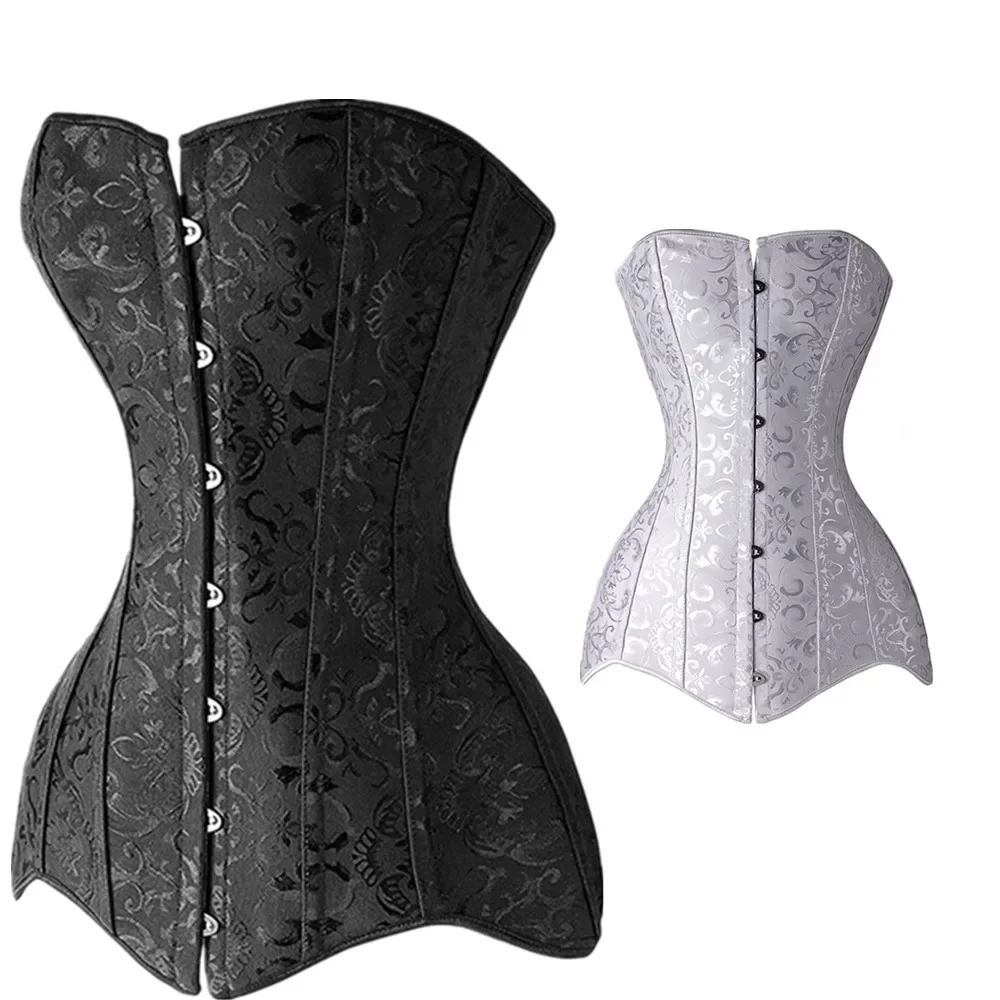 Wholesale price Corset Long Torso Sexy Clothing Korse Jacquard Steel Boned Bustier 6XL Plus Size Korsett Women Steampunk Gorset