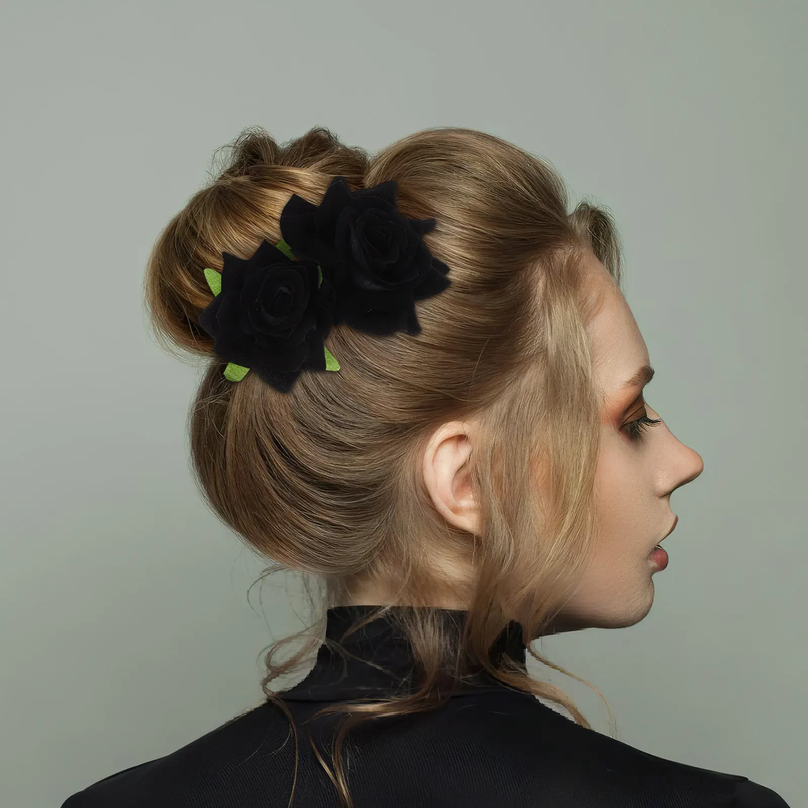 

1Set Black Rose Hair Clips Set Fabric Floral Hair Accessories for Wedding Bridal Bridesmaid Flower Bohemian Party Realistic