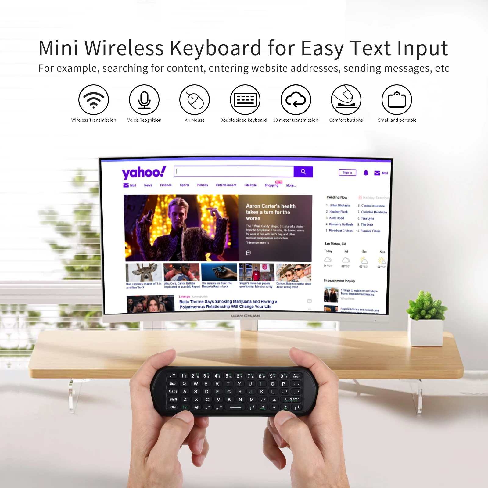 Mini tastiera wireless iPazzPort TV Over-the-Air Mouse, controller per PC con apprendimento IR per Smart TV, Android TV Box, computer