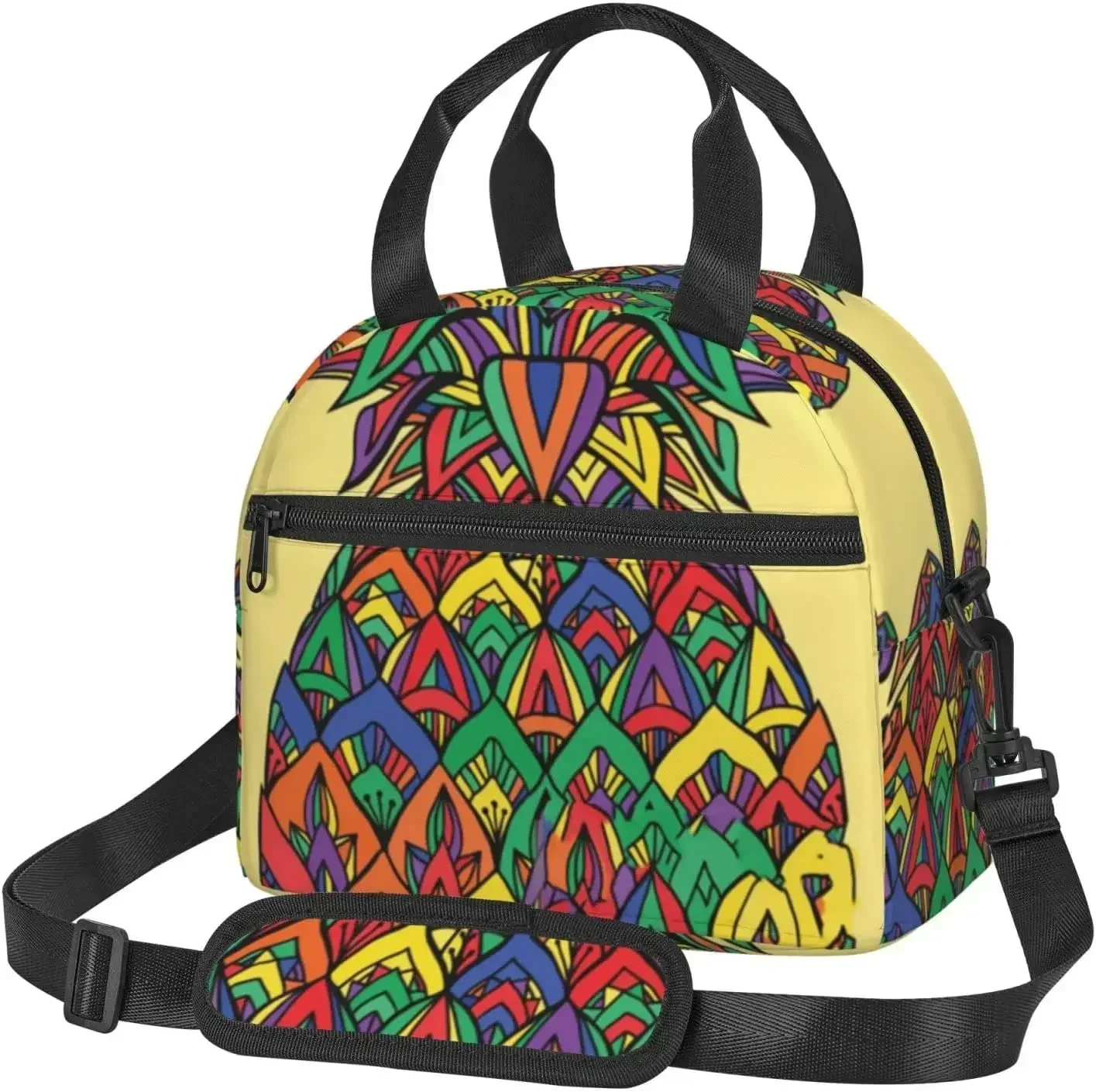 

Lunch Bag Women men Reusable Rainbow Pineapple Printed Insulated Box Tote Cooler